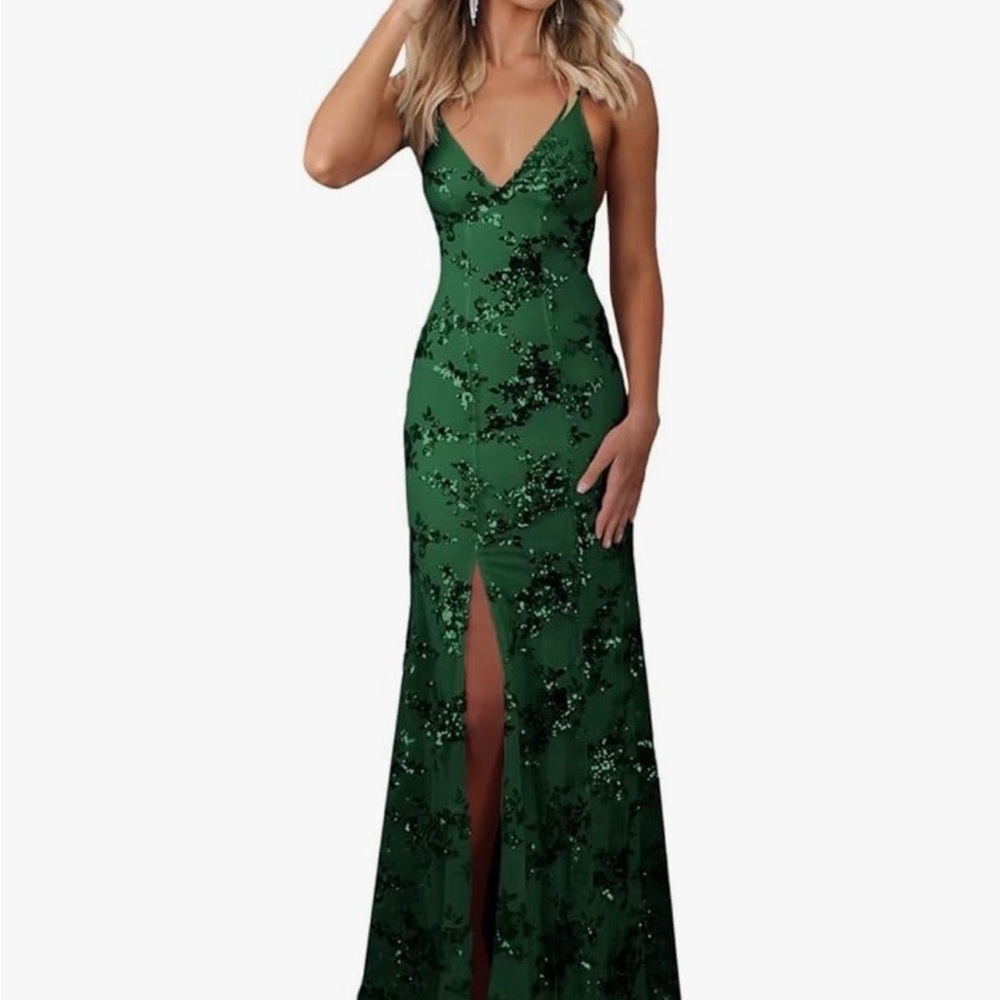 Elegant Green Floral Maxi Dress